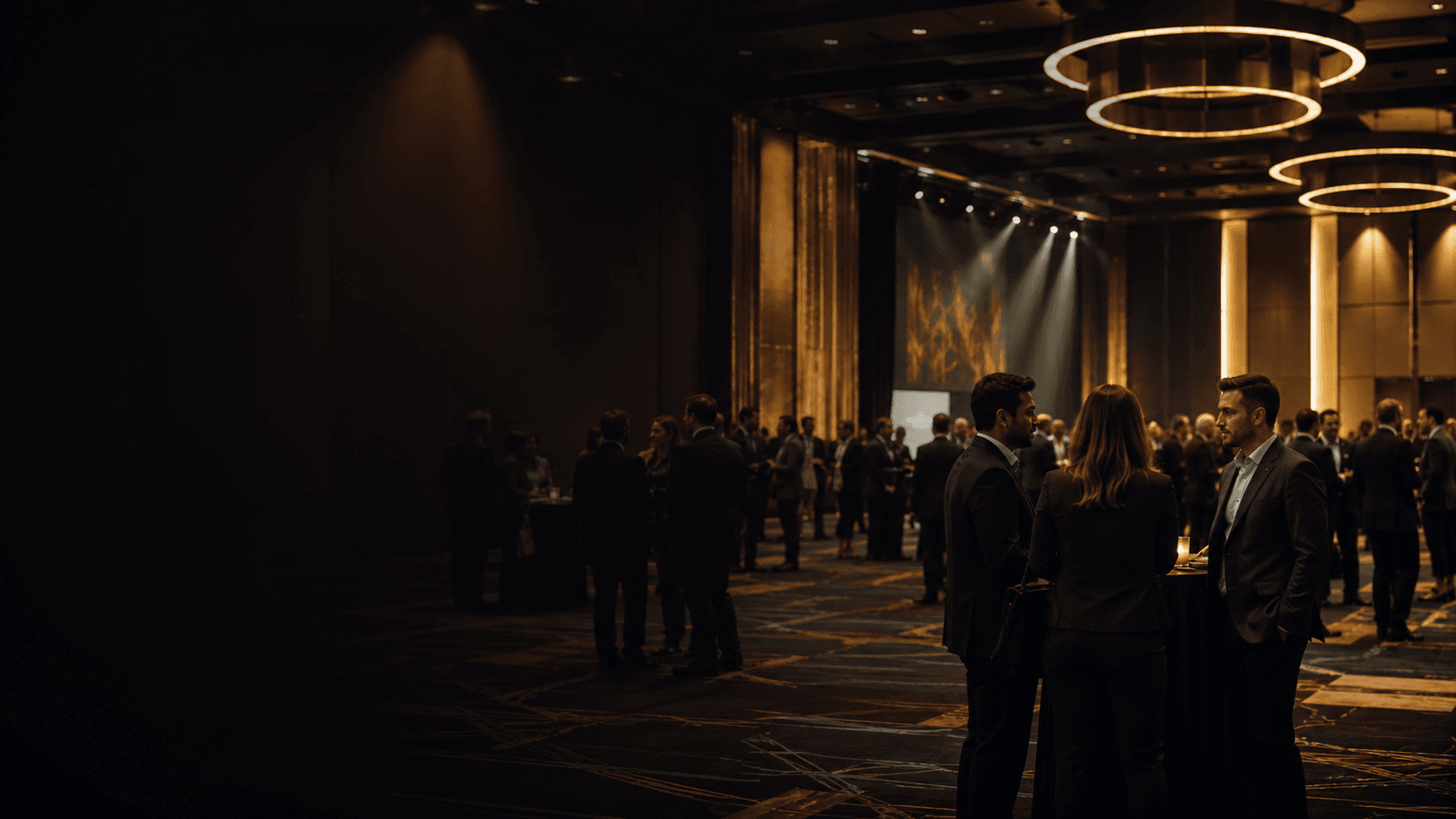 Professionals networking at a premium business event